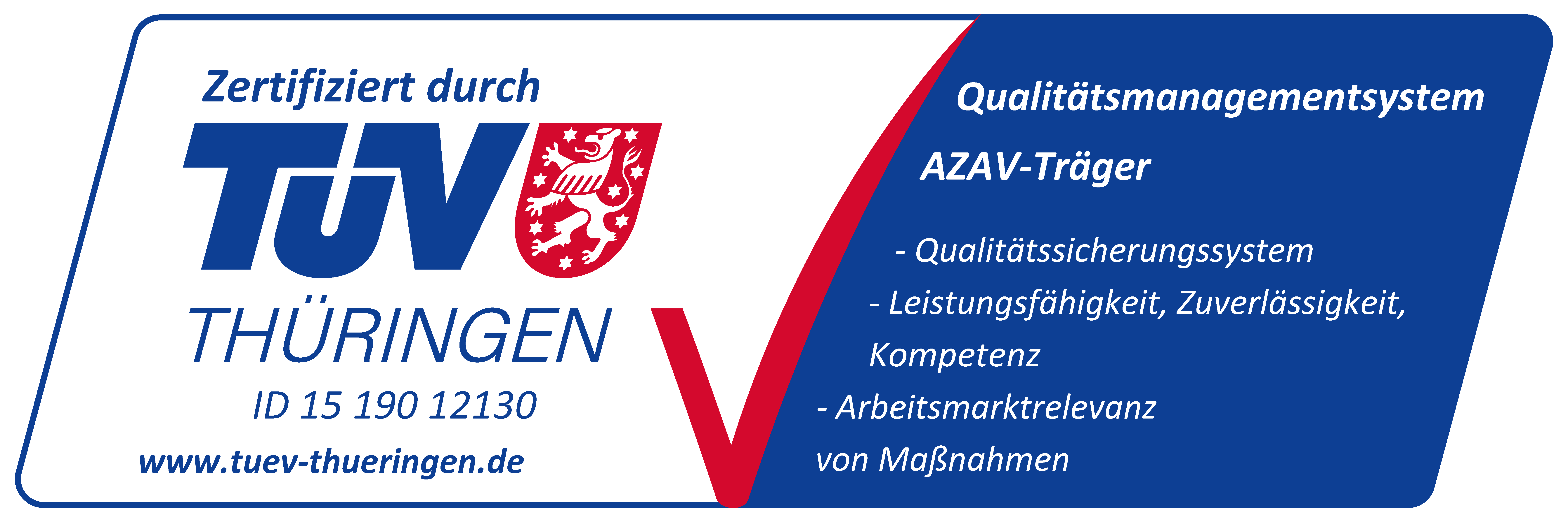 Logo „AZAV Träger 2024“ als Zertifizierungssiegel